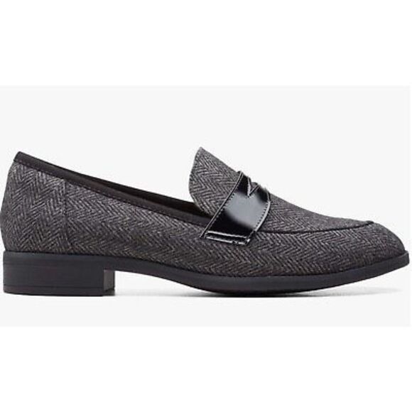 Clarks Trish Rose Loafer Gray Herringbone Size 9 1/2 NWOT - Picture 1 of 9